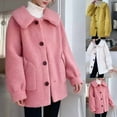 thumbnail image 1 of BiZtdJrK Fuzzy Sherpa Jackets for Women Lapel Button Down Long Sleeve Fleece Coats Elegant Casual Fall Outerwear with Pockets Yellow XL, 1 of 5