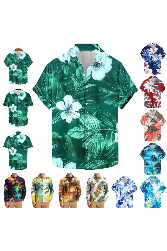 BiZtdJrK Gold Mens Big and Tall Long Sleeve Shirts Casual Button Down Lapel Dress Shirt Fashion Print Summer Beach Party Tops L