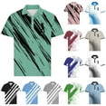 thumbnail image 1 of BiZtdJrK Golf Athletic T-Shirts for Men Button Collared Short Sleeve Polos Shirt Geometry Printed Casual Workout Tops, Gray, M, 1 of 6