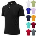 thumbnail image 1 of BiZtdJrK Golf Polos Shirts for Men Big and Tall Ribbed Knit Tshirts Solid Casual Short Sleeve Button Collared Shirt Business Tops, White, XL, Mens Gifts for Fathers Day, 1 of 6