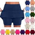 thumbnail image 1 of BiZtdJrK Golf Skorts for Women High Waist Running Yoga Workout Mini Skirts Stretch Sport Tennis Skort Solid Color Summer Skirt Inner Shorts White M, 1 of 6