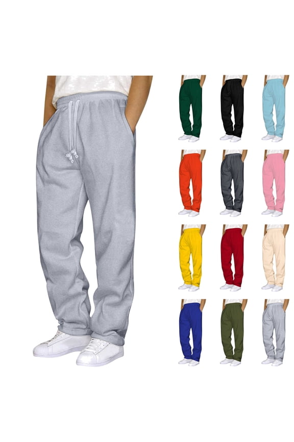 BiZtdJrK Gym Sweatpants for Men Casual Drawstring Running Workout Joggers Fall Winter Fleece Lined Athletic Pants with Pockets, Gray, XL