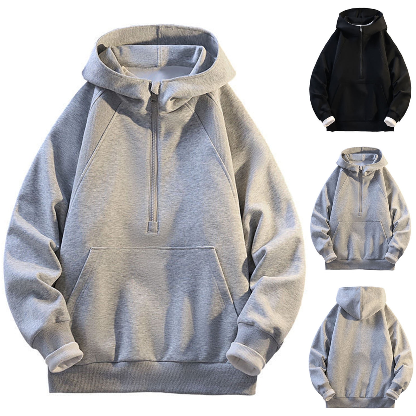 BiZtdJrK Half Zip Hoodie Sweatshirt Men Long Sleeve Oversized