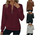 thumbnail image 1 of BiZtdJrK Half Zip Up Pullover for Women Lapel V Neck Textured Long Sleeve Sweatshirts Loose Fit Casual Fall Sweatshirt Solid Tops Coffee S, 1 of 9