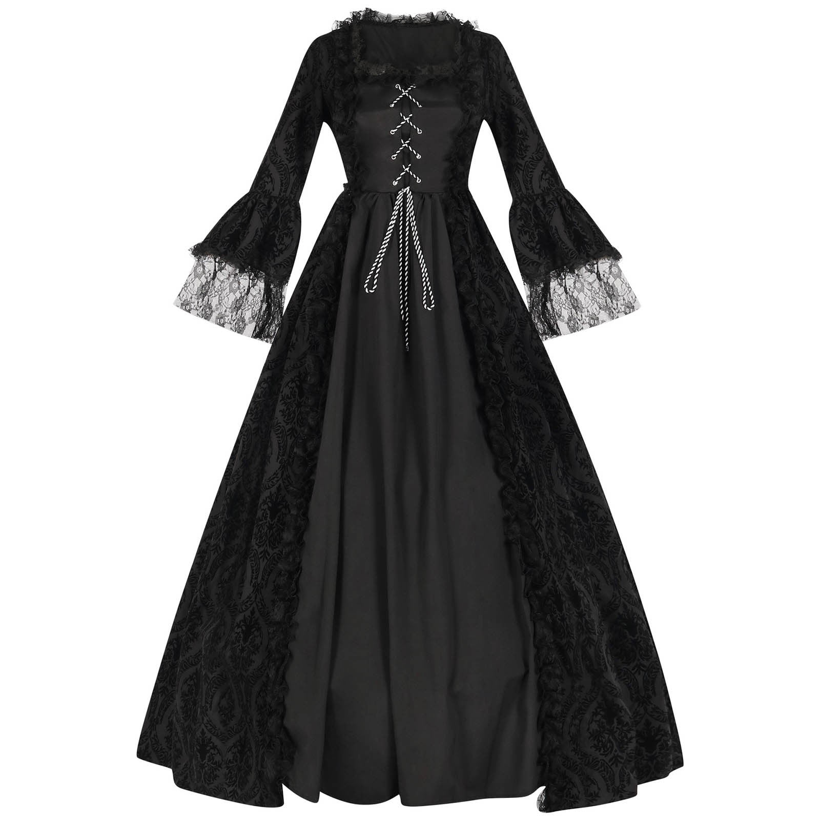 chevron black and white dress Black Corset Dress with Victorian Accent main image 1