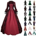 thumbnail image 1 of BiZtdJrK Halloween Costume for Women Medieval Princess Dress Renaissance Tie Corset Dresses 2025 Long Sleeve Round Neck Maxi Dresses Elegant Hem Long Dress Today's Sales Red, 1 of 5