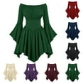 thumbnail image 1 of BiZtdJrK Halloween Costume for Women Medieval Renaissance Dresses Off Shoulder Bell Sleeve Handkerchief Dress, Wine, XL, 1 of 9