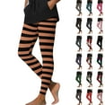 thumbnail image 1 of BiZtdJrK Halloween Striped Leggings for Women Funny Print High Waist Witch Tights Slim Fashion Street Legging Workout Yoga Pants Brown S, 1 of 10