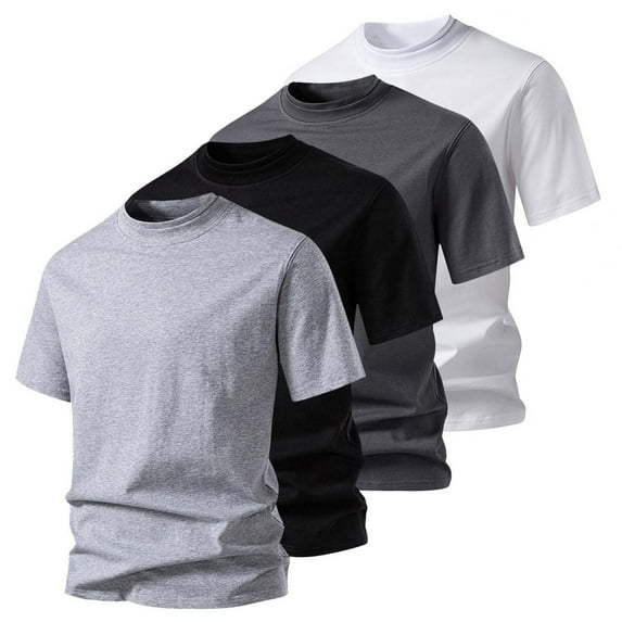 BiZtdJrK Heavyweight Cotton Tee Tops for Men Boat Neck Short Sleeve Casual T Shirt Solid Comfy Loose Fit Basic Tees White M