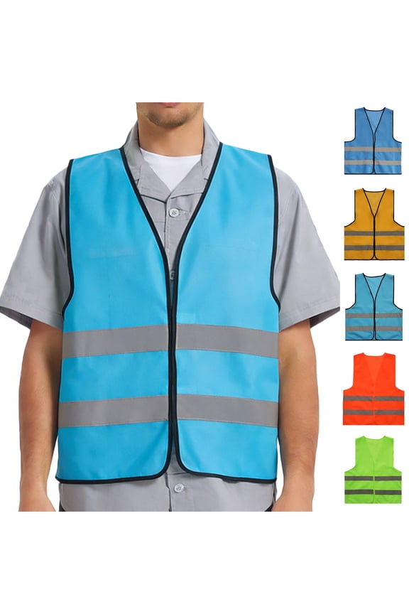 High Visibility Reflective Safety Vest for Men Running Walking & Cycling Sleeveless Jackets Casual Front Zipper Vests Blue Free Size