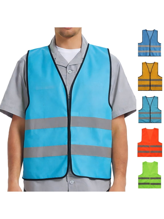 High Visibility Reflective Safety Vest for Men Running Walking & Cycling Sleeveless Jackets Casual Front Zipper Vests Yellow Free Size
