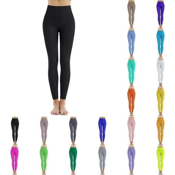 BiZtdJrK High Waisted Leggings for Women Soft Slim Fit Workout Yoga Pants Gym Tummy Control Running Tights Basic Solid Legging Bottoms Warehouse Sales Today