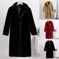 thumbnail image 1 of BiZtdJrK Holiday Sales Womens Faux Fur Coat Winter Warm Thickened Trench Coats Plush Open Front Fleece Cardigan Jackets Solid Color Long Overcoat Black XXL, 1 of 6
