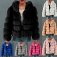 thumbnail image 1 of BiZtdJrK Holiday Sales Womens Faux Fur Cropped Jacket Fluffy Open Front Winter Thickedning Lapel Coats 2025 Long Sleeve Fuzzy Fleece Warm Outerwear Gray XXL, 1 of 6