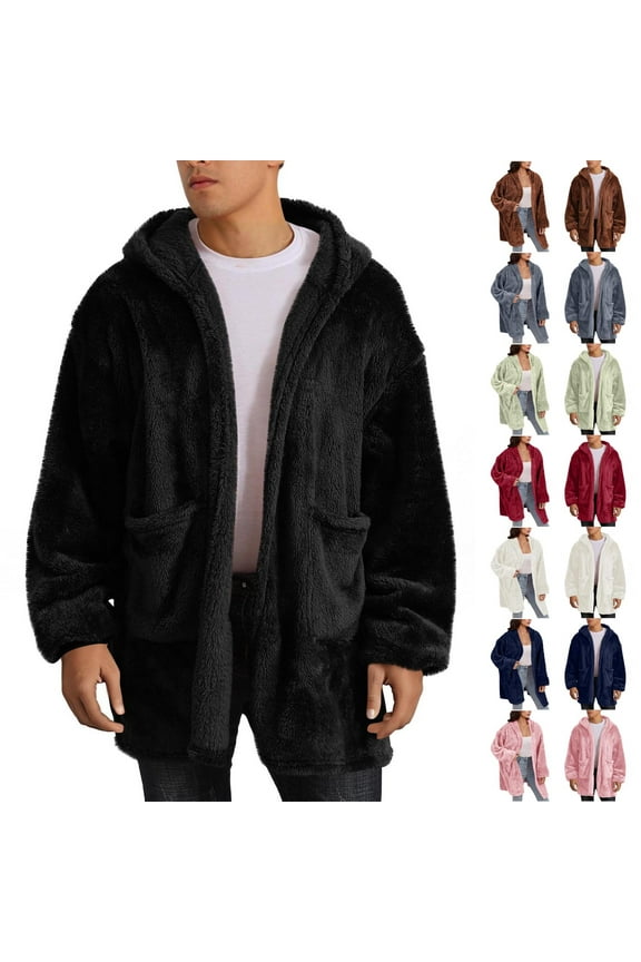 BiZtdJrK Hooded Cardigan for Women and Men Oversized Fuzzy Fleece Blanket Hoodies Solid Color Long Sleeve Sweatshirt Jacket with Pocket, White, XXL