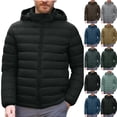 thumbnail image 1 of BiZtdJrK Hoodie Puffer Jacket for Men Cuff Long Sleeve Zipper Quilted Jackets Thicken Warm Winter Coats with Pockets Blue S, 1 of 10