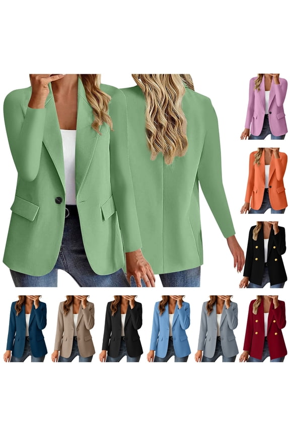 Hot Pink Blazers for Women Long Sleeve Office Jacket Single Button Blazer Dressy Business Casual Work Suit Coat Fall Jackets L