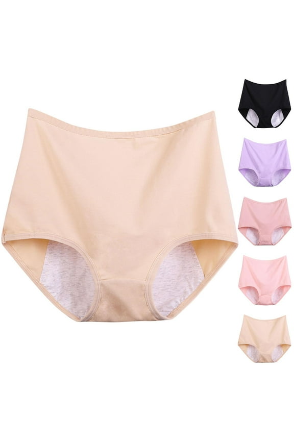 Hoy Oferta Flash, Women Plus Size Underwear Briefs High Waist Solid Panty Cotton Breathable Panties Comfort Full Coverage Underpants Black XXL