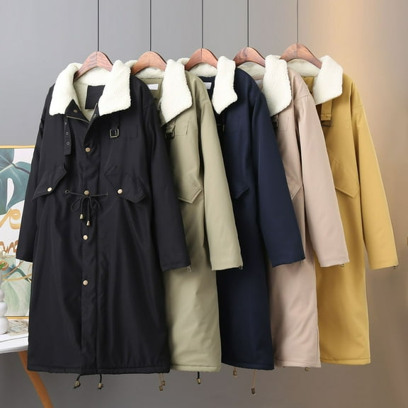 BiZtdJrK Jackets for Women Oversized Sherpa Fleece Lined Warm Winter Coats Casual Lapel Long Trench Coat with Pockets Fall Clothes Sales for Today on Walmart Black 3XL