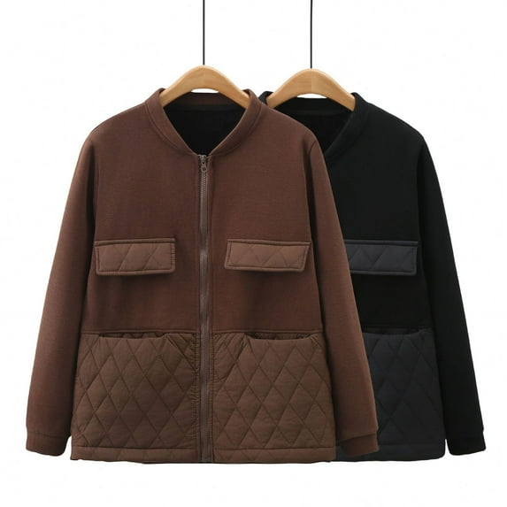 BiZtdJrK Jackets for Women Oversized Casual Patchwork Long Sleeve Bomber Coat Fall Winter Full Zip Varsity Jacket with Pockets Prime Sales Black XXL