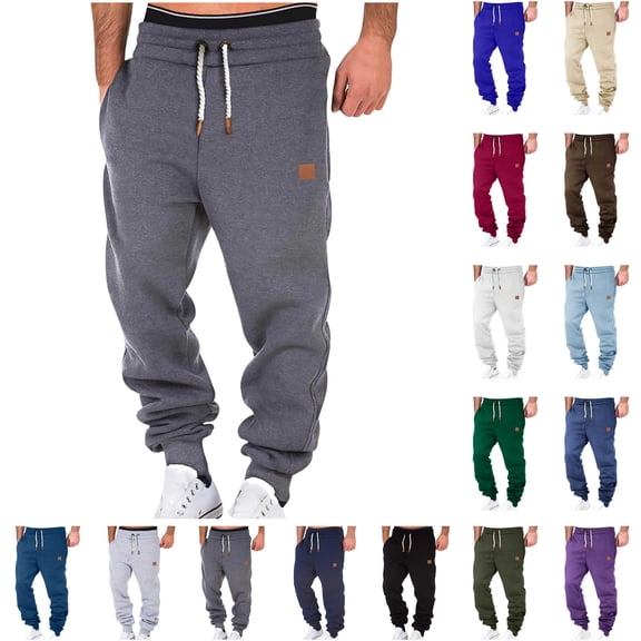 BiZtdJrK Joggers Pants for Men Winter Fleece lined Sweatpants Casual Drawstring Waist Yoga Sport Pants Outdoor Solid Harem Pants with Pockets, Army Green, XXXL