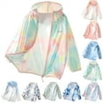 thumbnail image 1 of BiZtdJrK Kids Tie Dye Sun Hoodies Casual Zip-Up Cool Shirts Girls Boys Sun Protection Loose Hooded Jacket Summer Clothes Pink 8 Years Gifts for Men, 1 of 4
