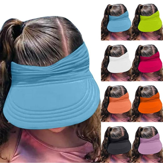 BiZtdJrK Kids Visor Sun Hat Girls Solid Tennis Sports Hats Travel Running Golf Hollow Sun Protection Caps Purple Free Size Gifts for Mom