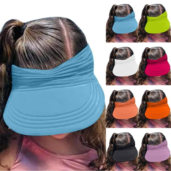 BiZtdJrK Kids Visor Sun Hat Girls Solid Tennis Sports Hats Travel Running Golf Hollow Sun Protection Caps Purple Free Size Gifts for Mom