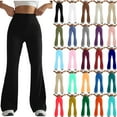thumbnail image 1 of BiZtdJrK Leggings for Women Milk Silk Soft Flared Yoga Pants Casual Elastic High Waist Tights Solid Color Bell Bottom Sweatpants Purple XXL, 1 of 5
