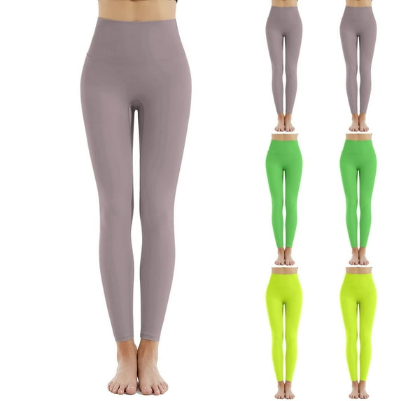 BiZtdJrK Leggings for Women Stretchy High Waisted Yoga Pants Buttery Soft Comfy Tight Trousers Outdoor Solid Running Workout Legging Dollar Sales Coffee XXL