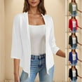 thumbnail image 1 of BiZtdJrK Light Weight Cardigan Women 3/4 Sleeve Open Front Cardigans Loose Summer Beach Cover Ups Solid Casual Kimono Gray XL, 1 of 8
