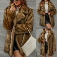 thumbnail image 1 of BiZtdJrK Lightening Sale Faux Fur Coats for Women Long Sleeve Leopard Lapel Jackets 2025 Fall Winter Fluffy Warm Jacket Outwear Brown XL, 1 of 9