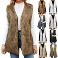 thumbnail image 1 of BiZtdJrK Lightening Sales Faux Fur Jackets for Women 2025 Winter Soft Shaggy Sleeveless Vest Jacket Thicken Warm Fuzzy Fleece Lapel Winter Coats Gray L, 1 of 5