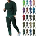 thumbnail image 1 of BiZtdJrK Big and Tall Tracksuits for Men Fashion Gradient Print Long Sleeve Tees Tops and Drawstring Lounge Trousers with Pockets 2 Piece Outfits Blue M, 1 of 8