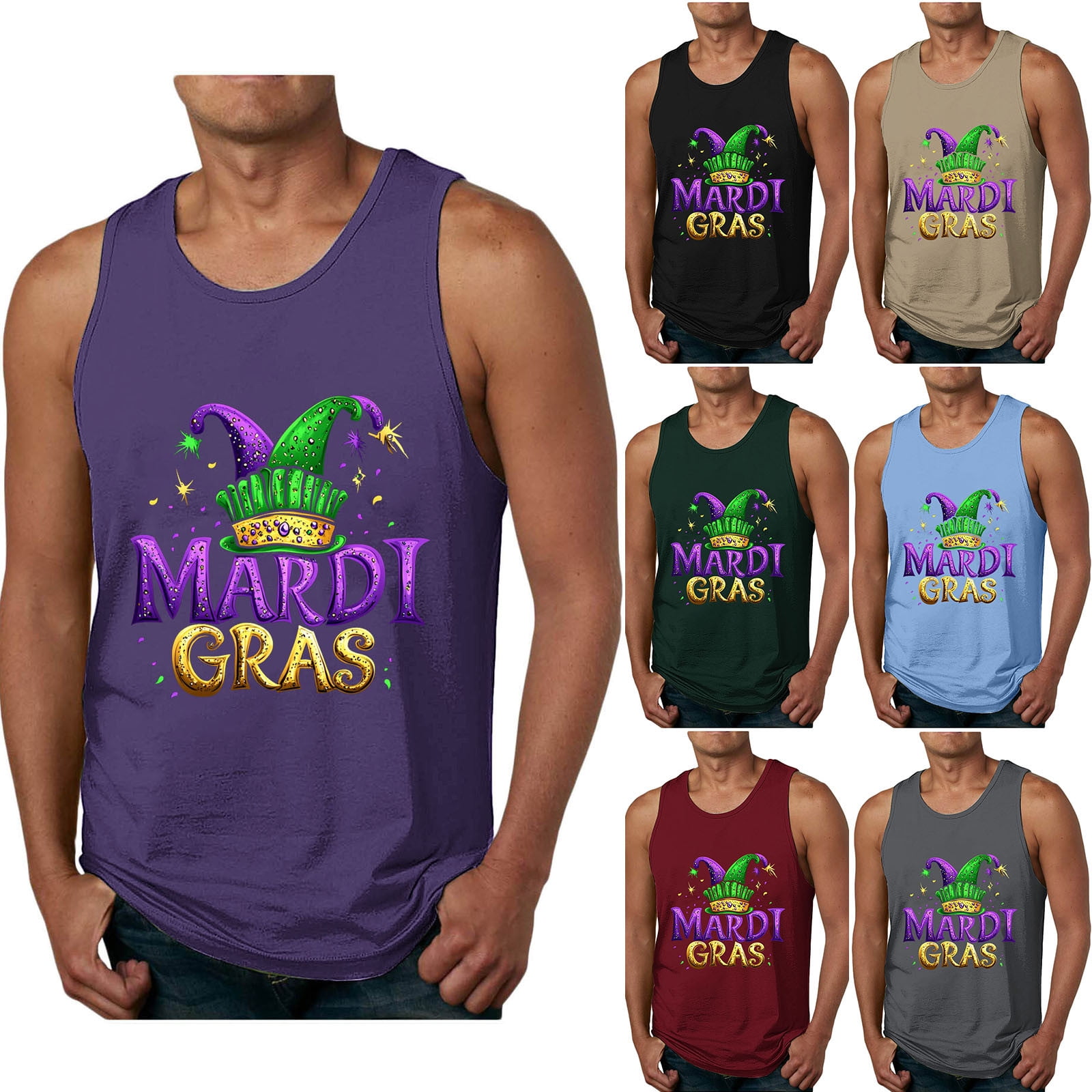 mardi gras black tank top