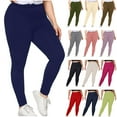 thumbnail image 1 of BiZtdJrK Plus Size Yoga Pants for Women High Waist Tummy Control Leggings Casual Stretchy Athletic Pants Solid Color Tight Workout Leggings, Pink, XXXL, 1 of 8