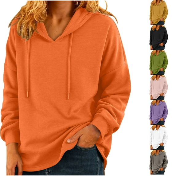 BiZtdJrK Lightweight Hoodie Sweatshirt for Women V Neck Drawstring Hoodies Lightweight Oversized Athletic Gym Pullover Tops Yellow XL
