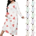 thumbnail image 1 of BiZtdJrK Lightweight Nightgowns for Women Cute Heart Print Full Length Long Sleeve Crew Neck Sleep Dress Plus Size Loose Comfy Nightshirts Valentine's Day Gifts Purple M, 1 of 4