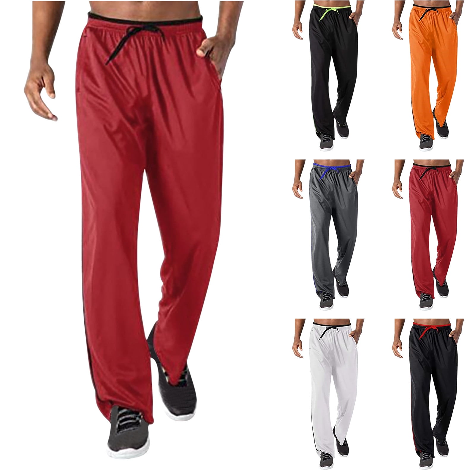 BiZtdJrK Lightweight Track Pants for Men Drawstring Elastic Waist ...