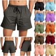 thumbnail image 1 of BiZtdJrK Linen Shorts for Men with Drawstring Elastic Waist Breathable Beach Shorts Summer Loose Wide Leg Vacation Outfits Navy L, 1 of 10