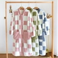 thumbnail image 1 of BiZtdJrK Long Sleeve Nightgowns for Women Plaid Button Down Fuzzy Fleece Sleep Dress V Neck Loose Casual Fall Nightdress with Pockets Blue XL, 1 of 4