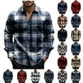 thumbnail image 1 of BiZtdJrK Long Sleeve Shirts for Men Plaid Button Down Shirt Loose Casual Work Tops 2025 Vacation Holiday Work Tops Black L Todays Sale, 1 of 6