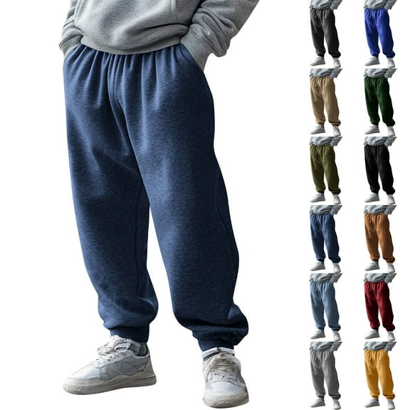 BiZtdJrK Lounge Jogger Pants for Men Drawstring Elastic Waist Solid Fall Sweatpants Lightweight Loose Fit Casual Sweatpant with Pockets Blue L