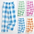 thumbnail image 1 of BiZtdJrK Lounge Pants for Women Plaid Flannel Elastic High Waist Casual Trousers Loose Fit Comfy Pajama Bottoms with Pockets Orange L, 1 of 7