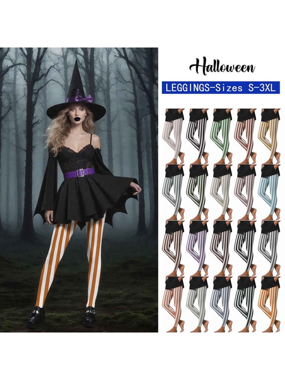 Lounge Tights for Women Vertical Striped Print Full Length Casual Leggings Buttery Soft Stretchy Gym Workout Yoga Pants Halloween Gifts Brown M
