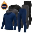 thumbnail image 1 of BiZtdJrK Loungewear for Men Fleece Lined Lightweight Solid Fall Winter Underwear V Neck Long Sleeve Tops and Pants 2 Piece Pajama Sets Dark Gray L, 1 of 6