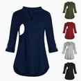 thumbnail image 1 of BiZtdJrK Maternity Breastfeeding T Shirts for Women 3/4 Roll Sleeve V Neck Nursing Tops Loose Pregnancy Tee Shirts Army Green S, 1 of 9