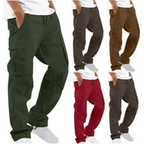 BiZtdJrK Men Big and Tall Cargo Pants Casual Drawstring Joggers Sweatpants Solid Multi Pockets Work Pants Straight Leg Trousers for Outdoor Hiking Sales of the Day Army Green XL