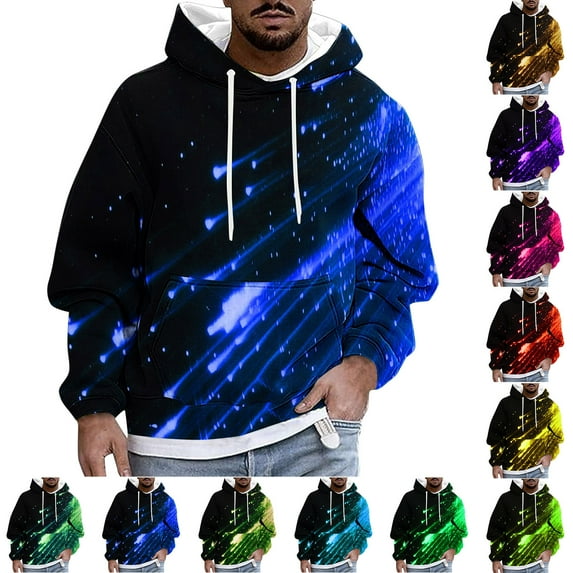 BiZtdJrK Men Big and Tall Graphic Hoodies Long Sleeve Drawstring Hooded Sweatshirt 3D Novelty Print Pullover Hoodies Casual Stylish Sweatshirts Lightening Green XL