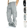 thumbnail image 1 of BiZtdJrK Men Big and Tall Gym Cargo Pants Side Striped Drawstring Elastic Waist Jogger Pants Straight Leg Active Sport Pant with Multi Pockets Birthday Gift Gray XL, 1 of 6